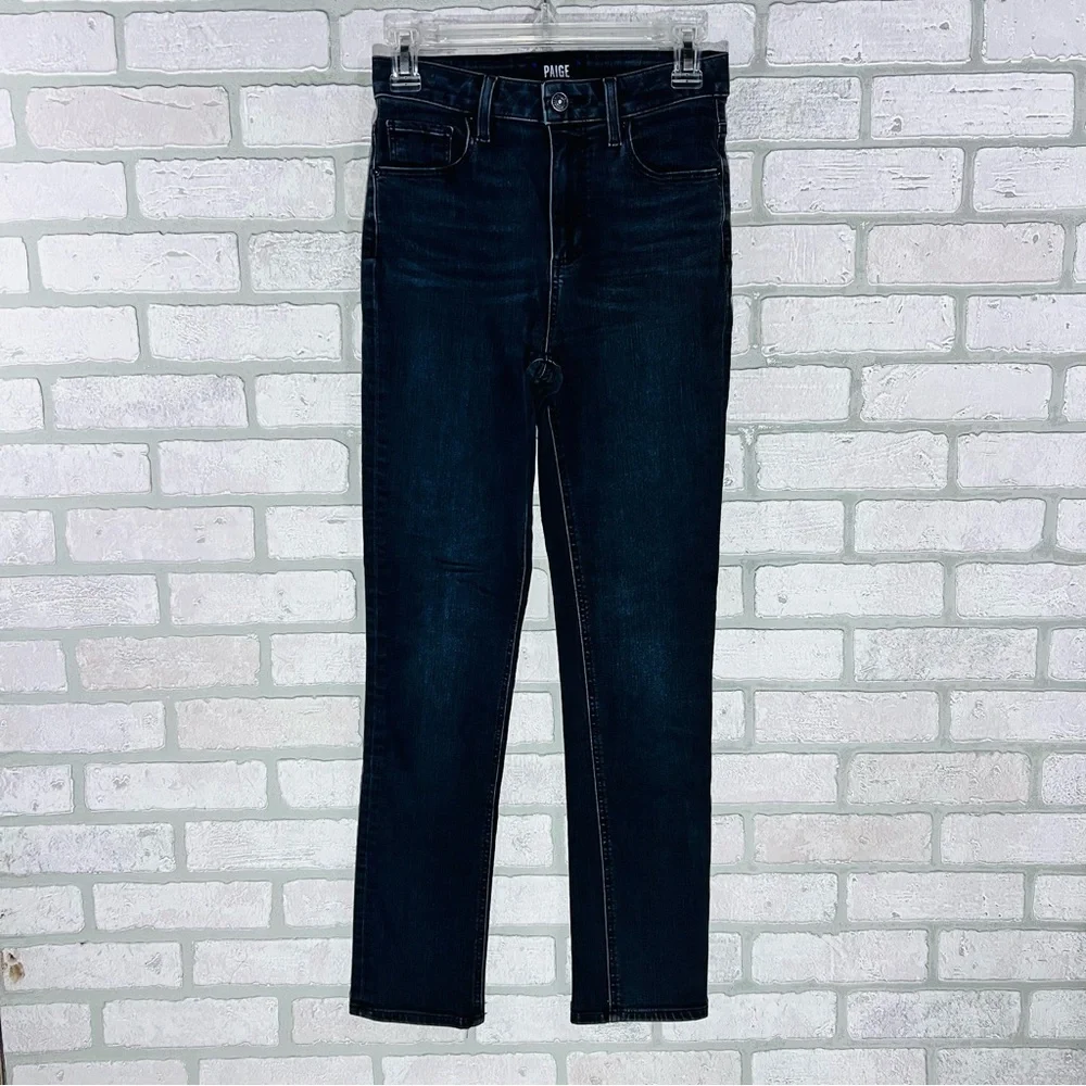 PAIGE Sarah Slim High Rise Straight Leg Jeans in Black Willow Wash Size 25